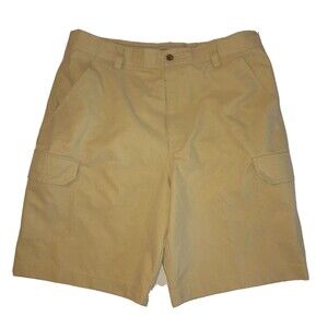 Tommy Bahama Relax Cargo Shorts Mens Size 35 Tan Beige Silk Blend Flat Front